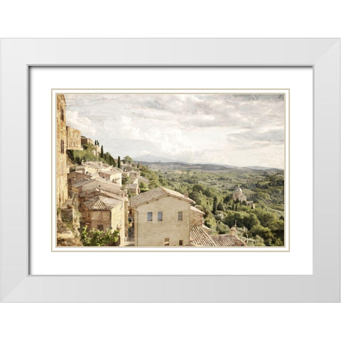 Tuscan Hillside White Modern Wood Framed Art Print with Double Matting by Allen, Kimberly