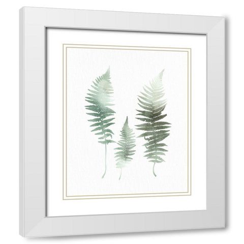 Watercolor Greens 1 White Modern Wood Framed Art Print with Double Matting by Allen, Kimberly