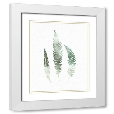 Watercolor Greens 3 White Modern Wood Framed Art Print with Double Matting by Allen, Kimberly