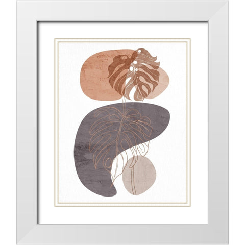 Sand Leaves 2 White Modern Wood Framed Art Print with Double Matting by Allen, Kimberly