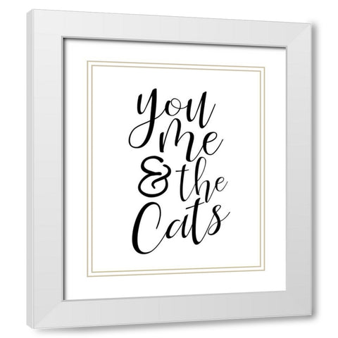 You Me Cats White Modern Wood Framed Art Print with Double Matting by Allen, Kimberly