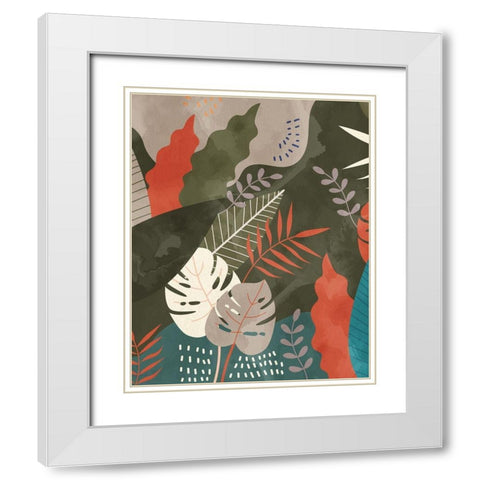 Tropic Green 1 White Modern Wood Framed Art Print with Double Matting by Allen, Kimberly