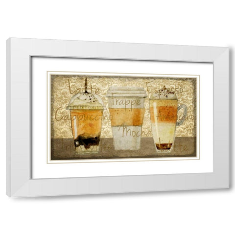 Damask Coffee 2 White Modern Wood Framed Art Print with Double Matting by Allen, Kimberly