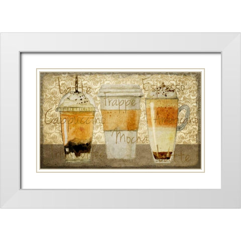 Damask Coffee 2 White Modern Wood Framed Art Print with Double Matting by Allen, Kimberly