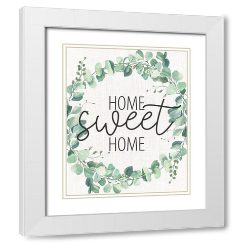 Home Sweet Home Wreath White Modern Wood Framed Art Print with Double Matting by Allen, Kimberly