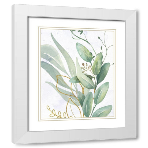 Greens 2 Gold White Modern Wood Framed Art Print with Double Matting by Allen, Kimberly
