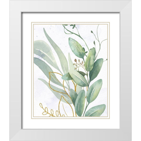 Greens 2 Gold White Modern Wood Framed Art Print with Double Matting by Allen, Kimberly