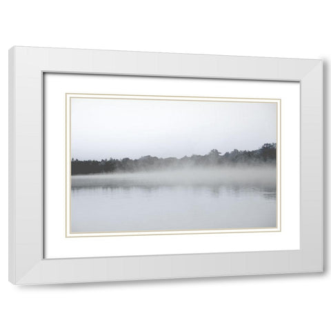 Lake Mist White Modern Wood Framed Art Print with Double Matting by Allen, Kimberly