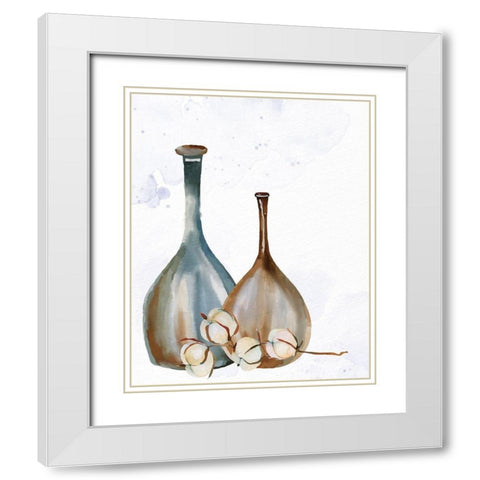 Cotton Vase 1 White Modern Wood Framed Art Print with Double Matting by Allen, Kimberly