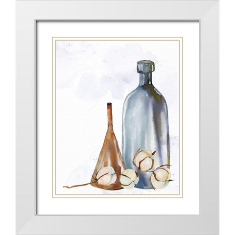 Cotton Vase 2 White Modern Wood Framed Art Print with Double Matting by Allen, Kimberly