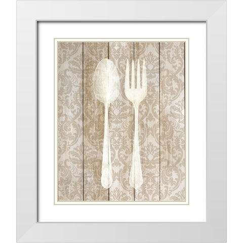 Cutlery 1 White Modern Wood Framed Art Print with Double Matting by Allen, Kimberly