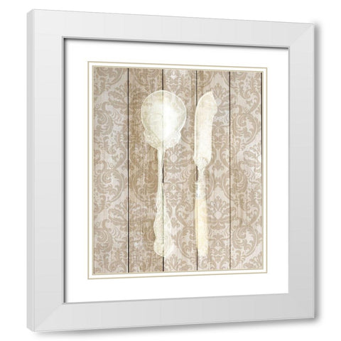 Cutlery 2 White Modern Wood Framed Art Print with Double Matting by Allen, Kimberly