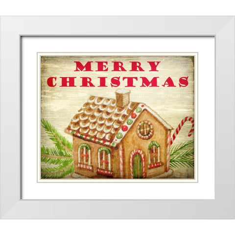 Gingerbread House Christmas White Modern Wood Framed Art Print with Double Matting by Allen, Kimberly