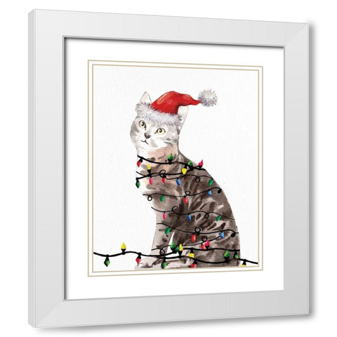 Kitten Lights 2 White Modern Wood Framed Art Print with Double Matting by Allen, Kimberly