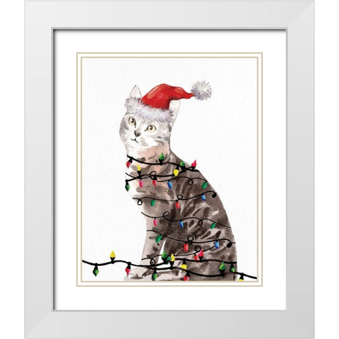 Kitten Lights 2 White Modern Wood Framed Art Print with Double Matting by Allen, Kimberly