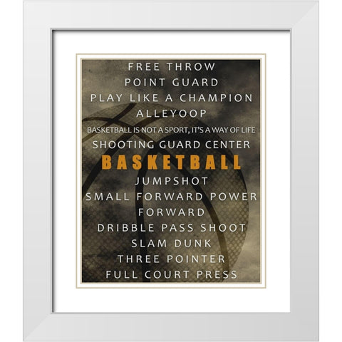 Basketball White Modern Wood Framed Art Print with Double Matting by Allen, Kimberly