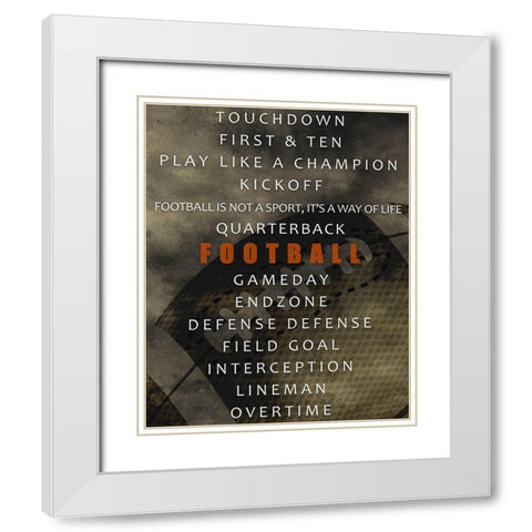 Football White Modern Wood Framed Art Print with Double Matting by Allen, Kimberly