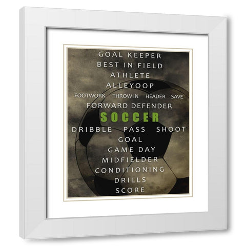Soccer White Modern Wood Framed Art Print with Double Matting by Allen, Kimberly