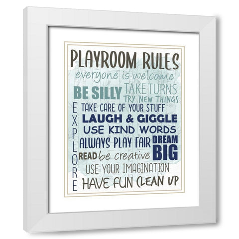 Playroom Rules Forest White Modern Wood Framed Art Print with Double Matting by Allen, Kimberly