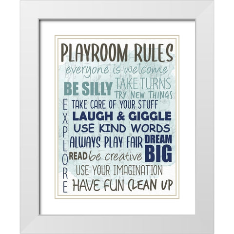 Playroom Rules Forest White Modern Wood Framed Art Print with Double Matting by Allen, Kimberly