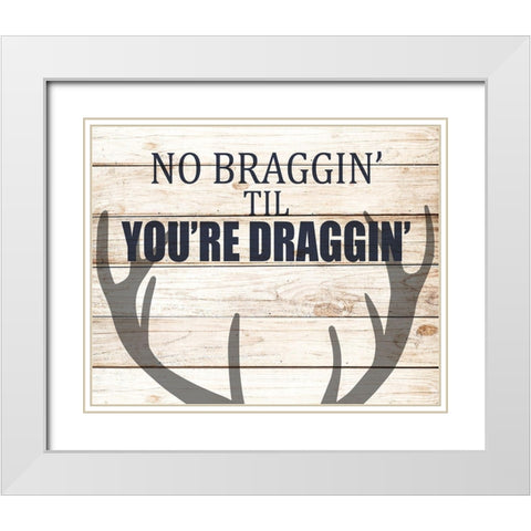 No Braggin White Modern Wood Framed Art Print with Double Matting by Allen, Kimberly