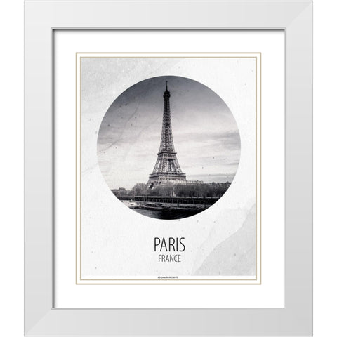Paris France White Modern Wood Framed Art Print with Double Matting by Allen, Kimberly