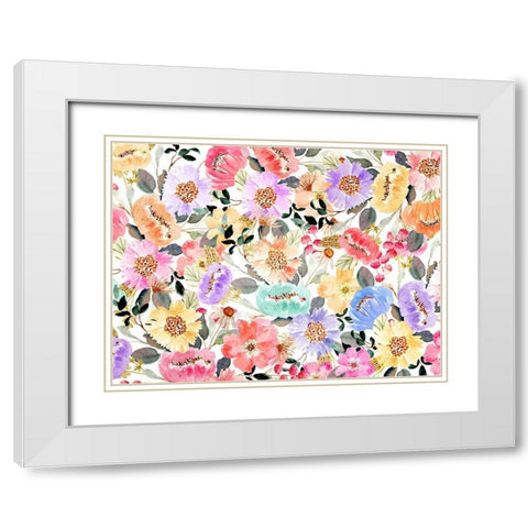 Family Floral 2 V2 White Modern Wood Framed Art Print with Double Matting by Allen, Kimberly