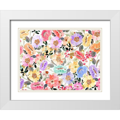 Family Floral 2 V2 White Modern Wood Framed Art Print with Double Matting by Allen, Kimberly