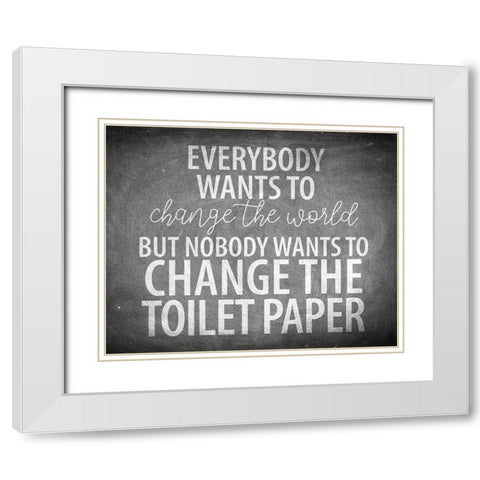 Bathroom Chalkboard 6 White Modern Wood Framed Art Print with Double Matting by Allen, Kimberly