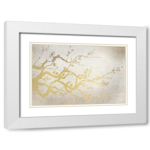 Cherry Blossom Branch White Modern Wood Framed Art Print with Double Matting by Allen, Kimberly