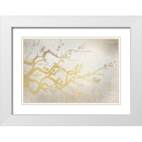 Cherry Blossom Branch White Modern Wood Framed Art Print with Double Matting by Allen, Kimberly