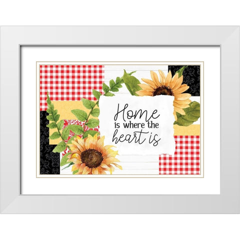 Sunflower Plaid 5 White Modern Wood Framed Art Print with Double Matting by Allen, Kimberly