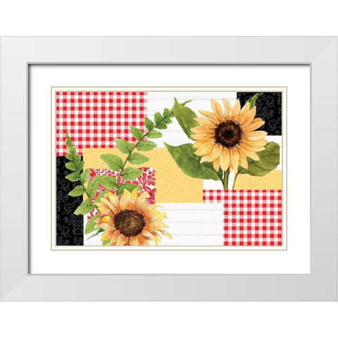 Sunflower Plaid 6 White Modern Wood Framed Art Print with Double Matting by Allen, Kimberly