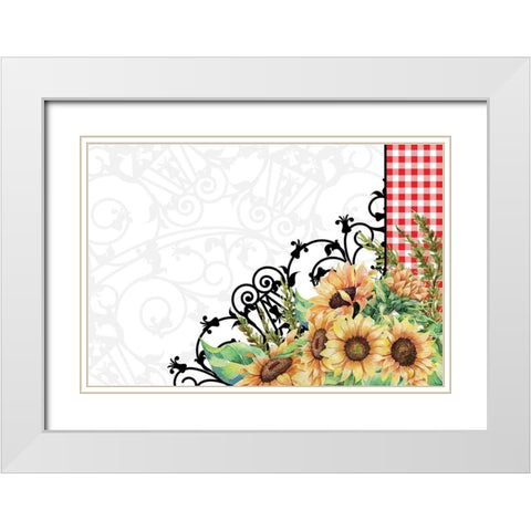 Sunflower Plaid 7 White Modern Wood Framed Art Print with Double Matting by Allen, Kimberly
