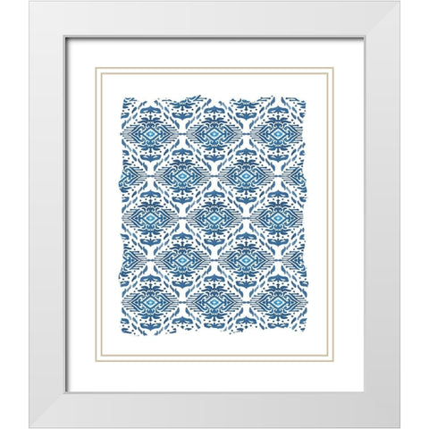 Ikat Blue 2 White Modern Wood Framed Art Print with Double Matting by Allen, Kimberly