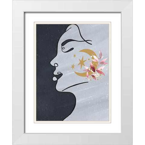 Moon Girl White Modern Wood Framed Art Print with Double Matting by Allen, Kimberly