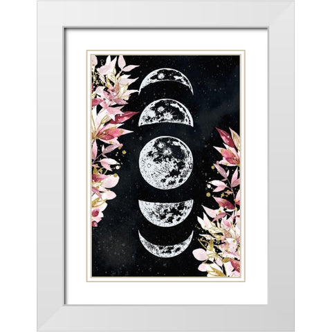 Moon Phases White Modern Wood Framed Art Print with Double Matting by Allen, Kimberly