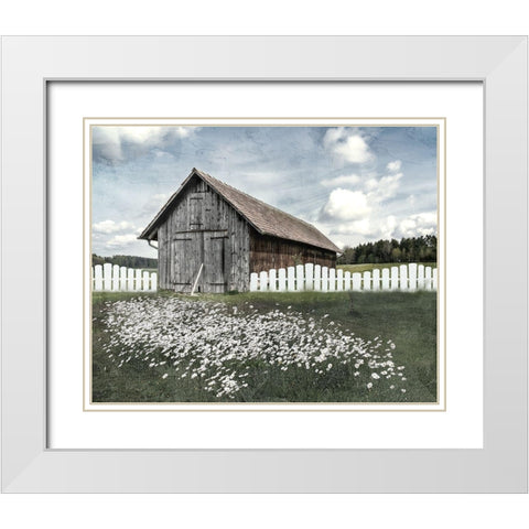 White Fence White Modern Wood Framed Art Print with Double Matting by Allen, Kimberly