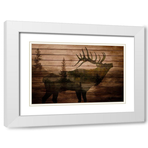 Elk Woods White Modern Wood Framed Art Print with Double Matting by Allen, Kimberly