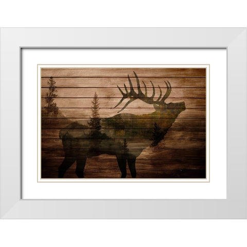Elk Woods White Modern Wood Framed Art Print with Double Matting by Allen, Kimberly