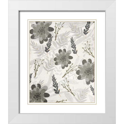 Flower Pattern Grey White Modern Wood Framed Art Print with Double Matting by Allen, Kimberly