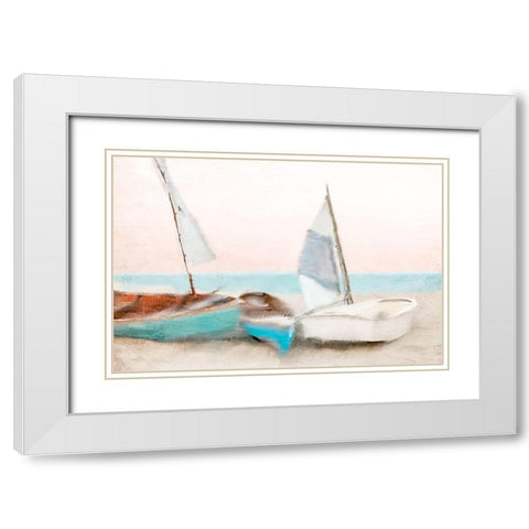 Shore Boats White Modern Wood Framed Art Print with Double Matting by Allen, Kimberly