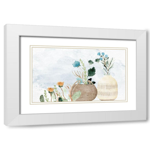 Flower Vases 2 White Modern Wood Framed Art Print with Double Matting by Allen, Kimberly