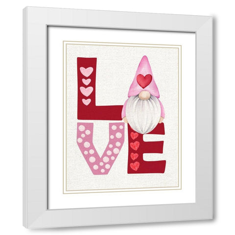 Gnome Love White Modern Wood Framed Art Print with Double Matting by Allen, Kimberly