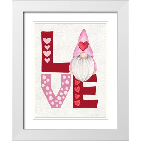 Gnome Love White Modern Wood Framed Art Print with Double Matting by Allen, Kimberly