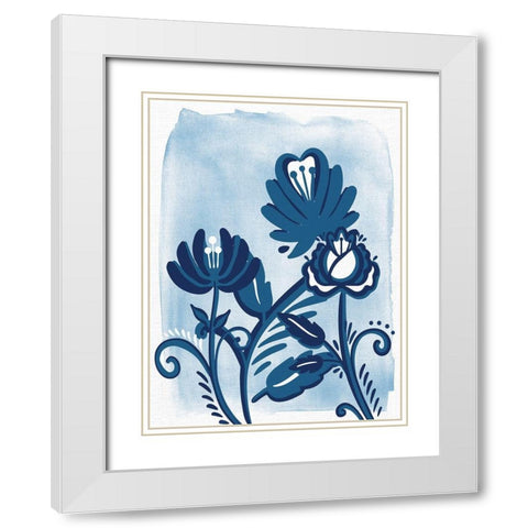 Folk Flower 1 White Modern Wood Framed Art Print with Double Matting by Allen, Kimberly