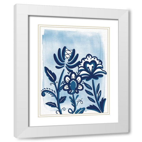 Folk Flower 2 White Modern Wood Framed Art Print with Double Matting by Allen, Kimberly