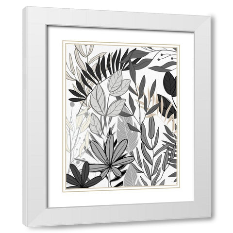 Leaf Collage 2 White Modern Wood Framed Art Print with Double Matting by Allen, Kimberly