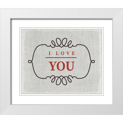 Love You White Modern Wood Framed Art Print with Double Matting by Allen, Kimberly