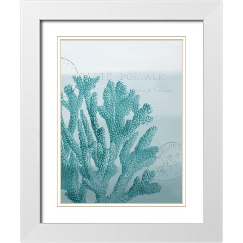 Seaside Card 1 V2 White Modern Wood Framed Art Print with Double Matting by Allen, Kimberly